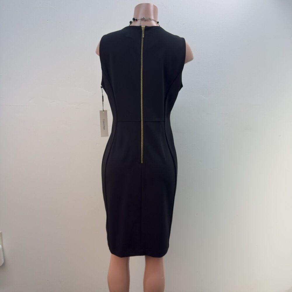 NEW Calvin Klein Dress Sheath Smooth Scuba Classic Black Women’s Sz 12 - Picture 4 of 15